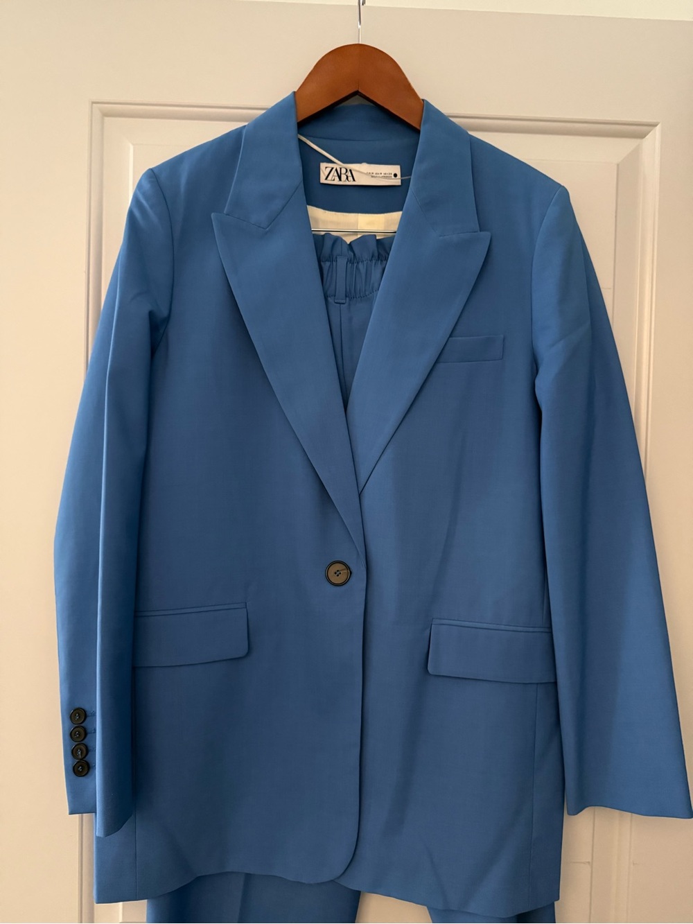 Zara Sky Blue Single-Button Tailored Blazer